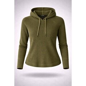 Lauren Ralph Lauren Womens Olive Green Waffle‎ Knit Cotton Hoodie Sweater Small